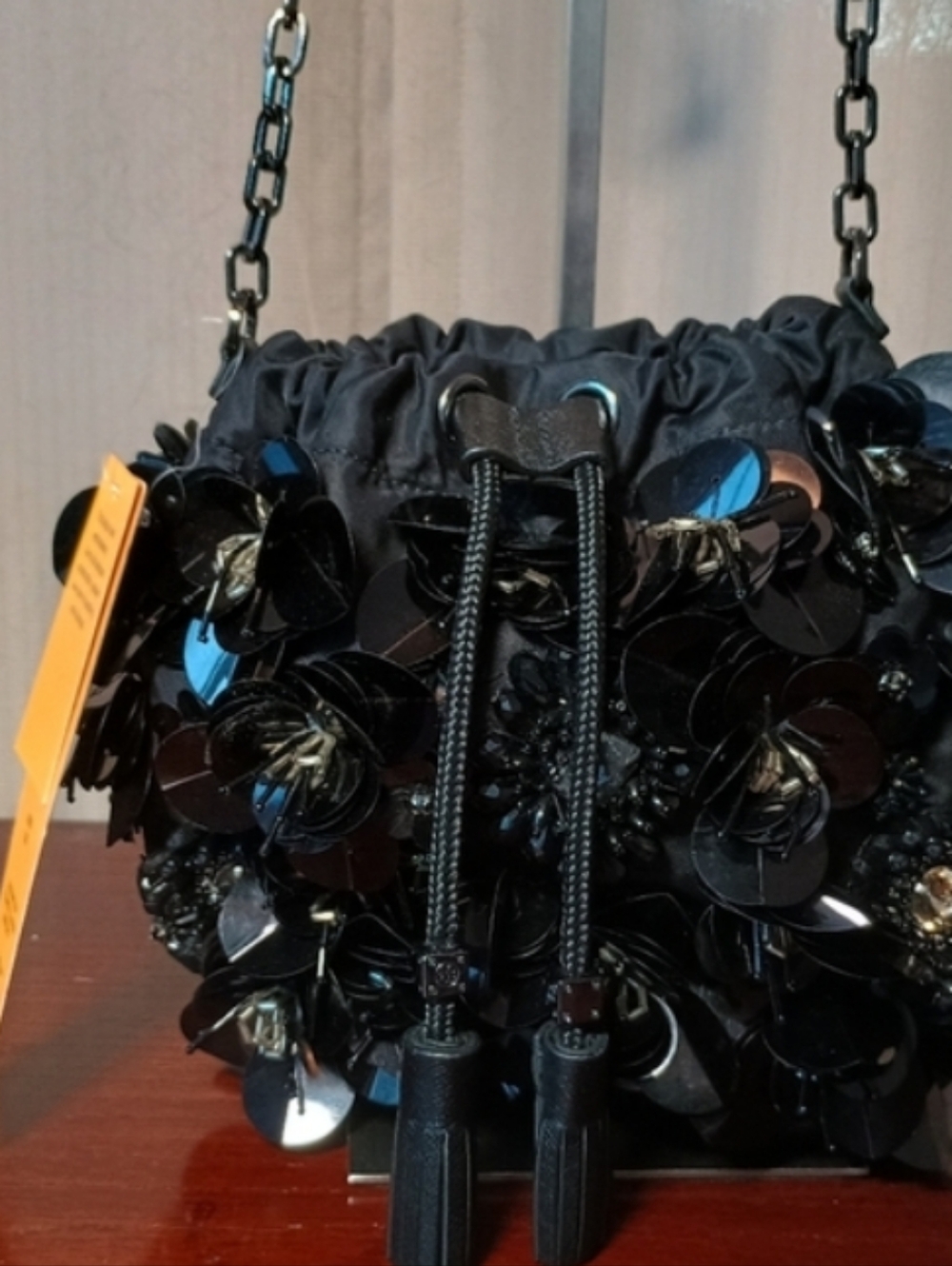 Tory Burch-Mini Flower Cluster Bead Stone Palettes Satin Crossbody Bag 🖤 - Picture 10 of 15